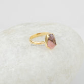 Pink Opal Gemstone Jewelry - 925 Silver Ring - Opal Copper Rings - Gold Plated Ring - 40 Birthday Gift Ring - Jewelry for Bridesmaid 8x12mm